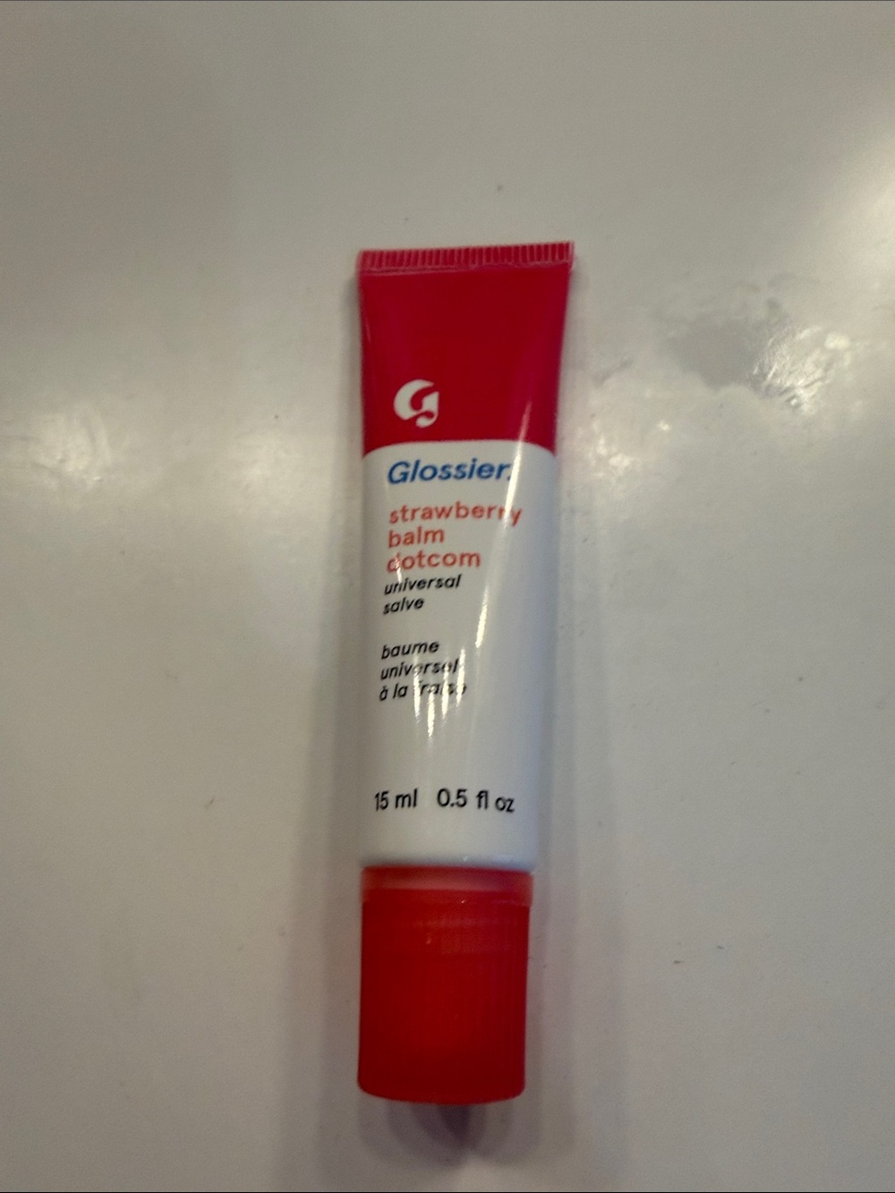 Glossier Strawberry Balm Dotcom Tube - Red & White